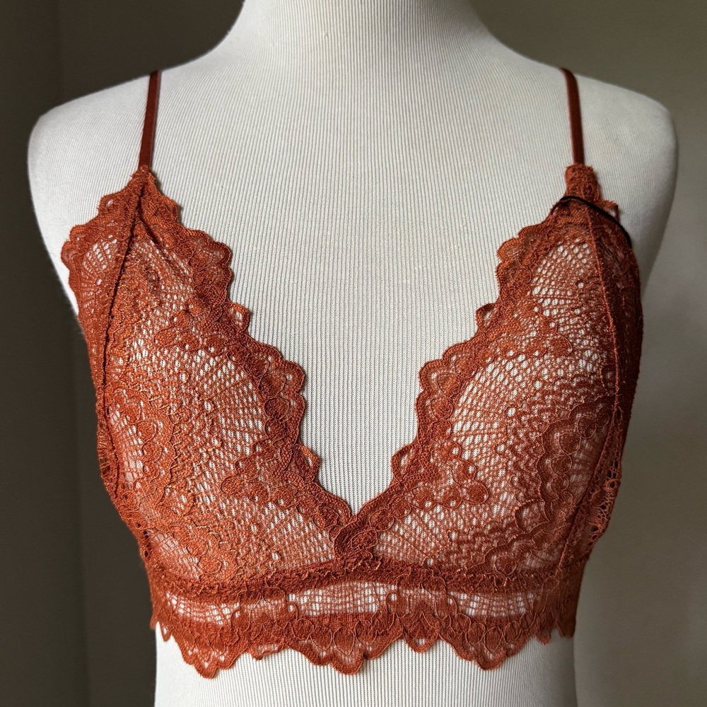 Understatement Lace Triangle Bralette (Terracotta)